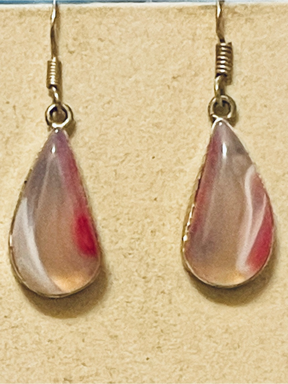 Sterling Silver Agate Earrings Dangle
Pink White